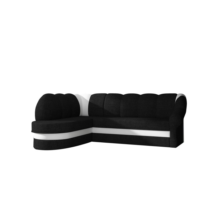 Canapé d’angle gauche convertible BENANA 250 cm noir et blanc avec coffre 