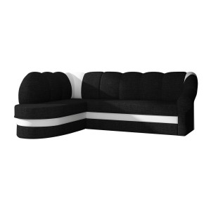 Canapé d’angle gauche convertible BENANA 250 cm noir et blanc avec coffre 