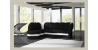 Canapé d’angle gauche convertible BENANA 250 cm noir et blanc avec coffre 