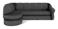Canapé d’angle gauche convertible BENANA 250 cm gris foncé et noir avec coffre 
