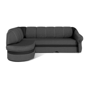 Canapé d’angle gauche convertible BENANA 250 cm gris foncé et noir avec coffre 