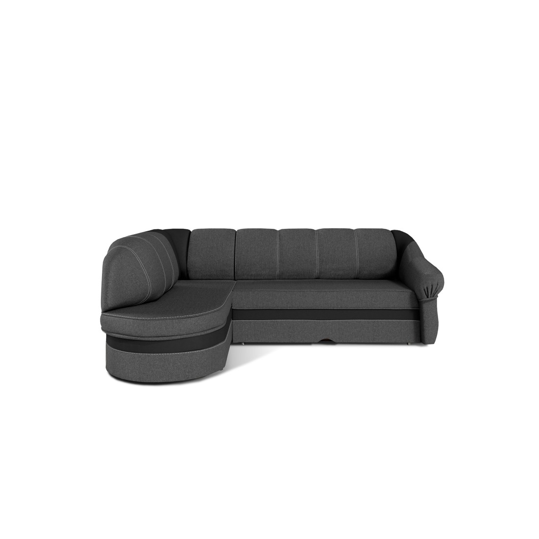 Canapé d’angle gauche convertible BENANA 250 cm gris foncé et noir avec coffre 