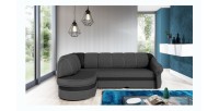 Canapé d’angle gauche convertible BENANA 250 cm gris foncé et noir avec coffre 