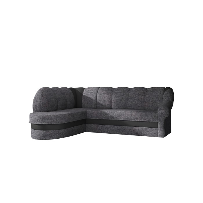 Canapé d’angle gauche convertible BENANA 250 cm gris foncé et noir avec coffre 