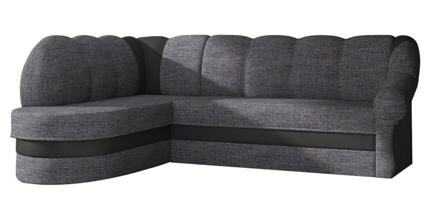 Canapé d’angle gauche convertible BENANA 250 cm gris foncé et noir avec coffre 