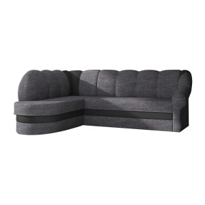 Canapé d’angle gauche convertible BENANA 250 cm gris foncé et noir avec coffre 
