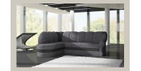 Canapé d’angle gauche convertible BENANA 250 cm gris foncé et noir avec coffre 