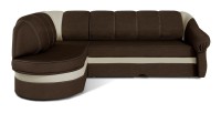 Canapé d’angle gauche convertible BENANA 250 cm marron et crème avec coffre 