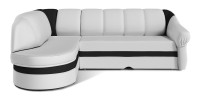 Canapé d’angle gauche convertible BENANA 250 cm blanc et noir avec coffre 