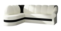 Canapé d’angle gauche convertible BENANA 250 cm blanc et noir avec coffre 