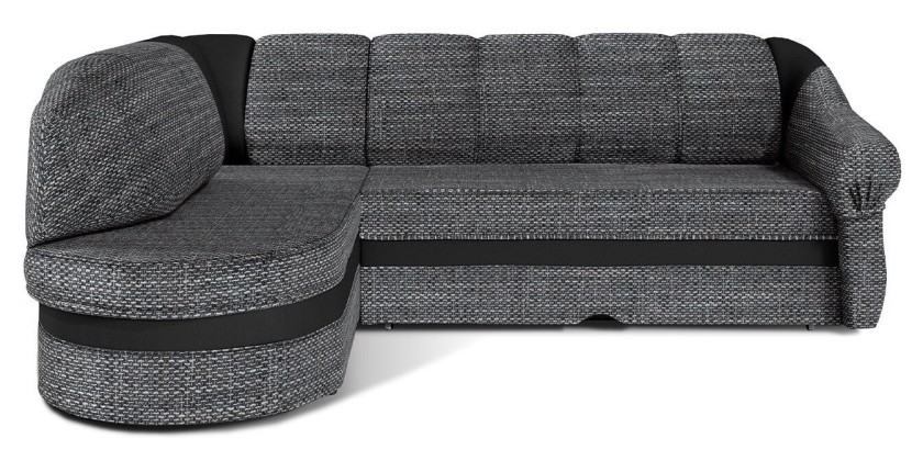 Canapé d’angle gauche convertible BENANA 250 cm gris et noir avec coffre 