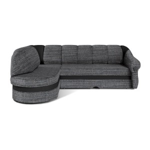 Canapé d’angle gauche convertible BENANA 250 cm gris et noir avec coffre 