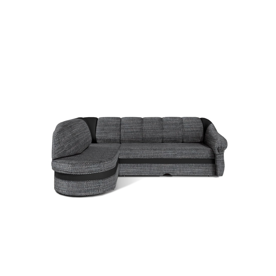 Canapé d’angle gauche convertible BENANA 250 cm gris et noir avec coffre 