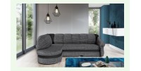 Canapé d’angle gauche convertible BENANA 250 cm gris et noir avec coffre 