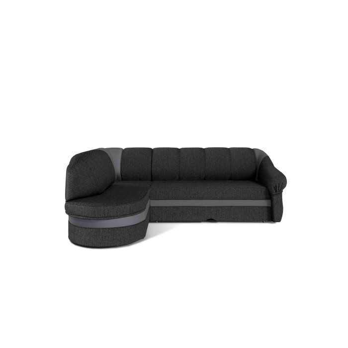 Canapé d’angle gauche convertible BENANA 250 cm gris foncé et noir avec coffre 