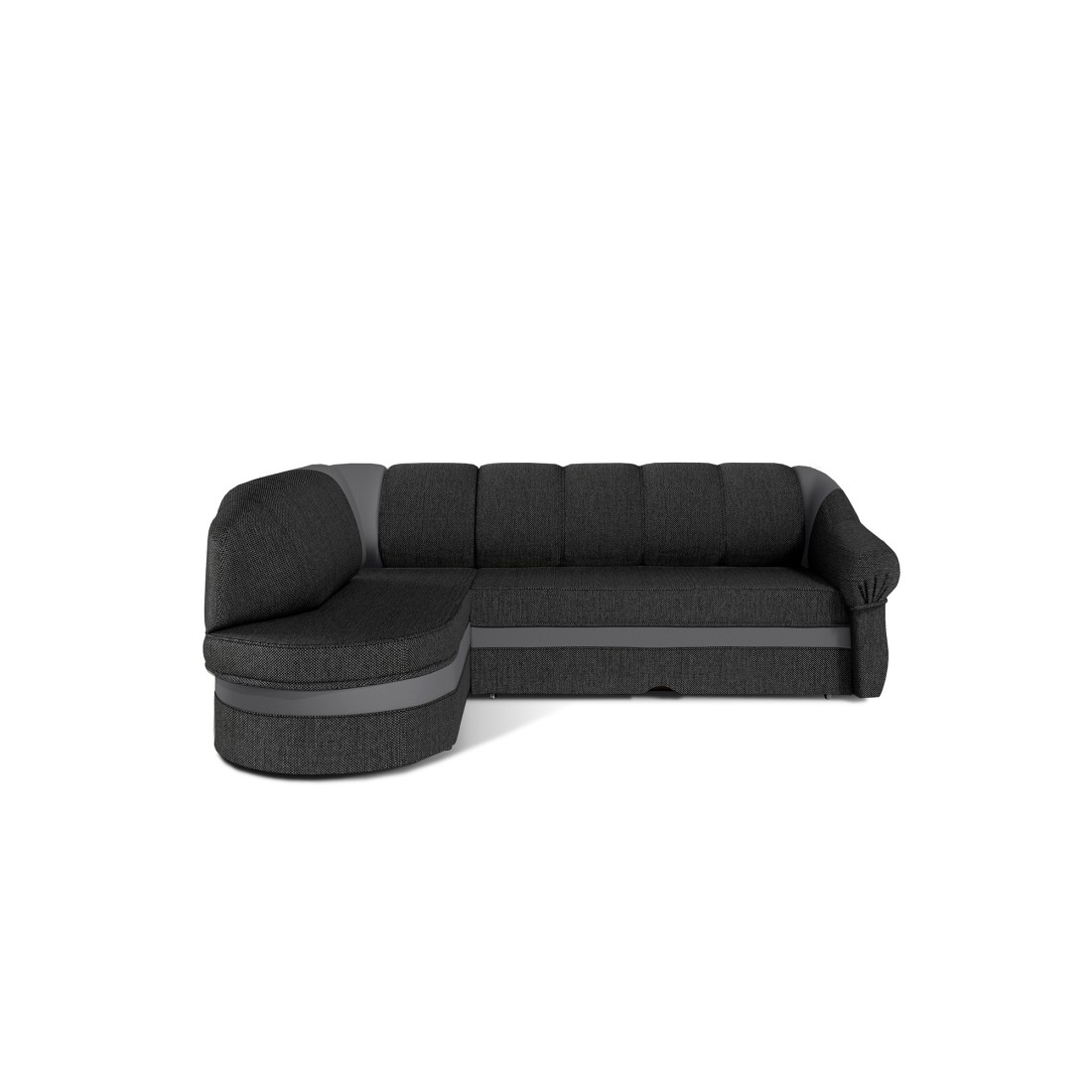 Canapé d’angle gauche convertible BENANA 250 cm gris foncé et noir avec coffre 