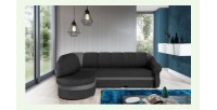 Canapé d’angle gauche convertible BENANA 250 cm gris foncé et noir avec coffre 