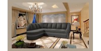 Canapé d’angle gauche convertible BENANA 250 cm gris foncé et noir avec coffre 