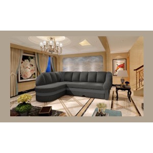 Canapé d’angle gauche convertible BENANA 250 cm gris foncé et noir avec coffre 