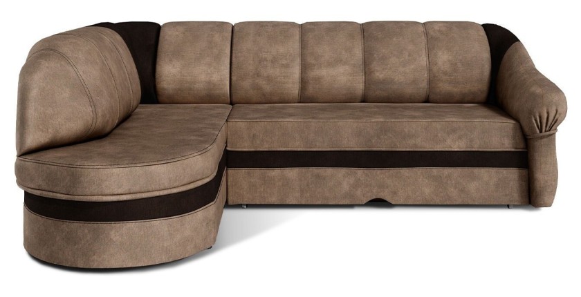 Canapé d’angle gauche convertible BENANA 250 cm marron et marron foncé avec coffre 