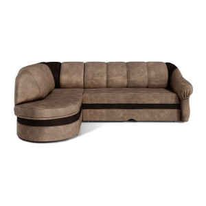 Canapé d’angle gauche convertible BENANA 250 cm marron et marron foncé avec coffre 