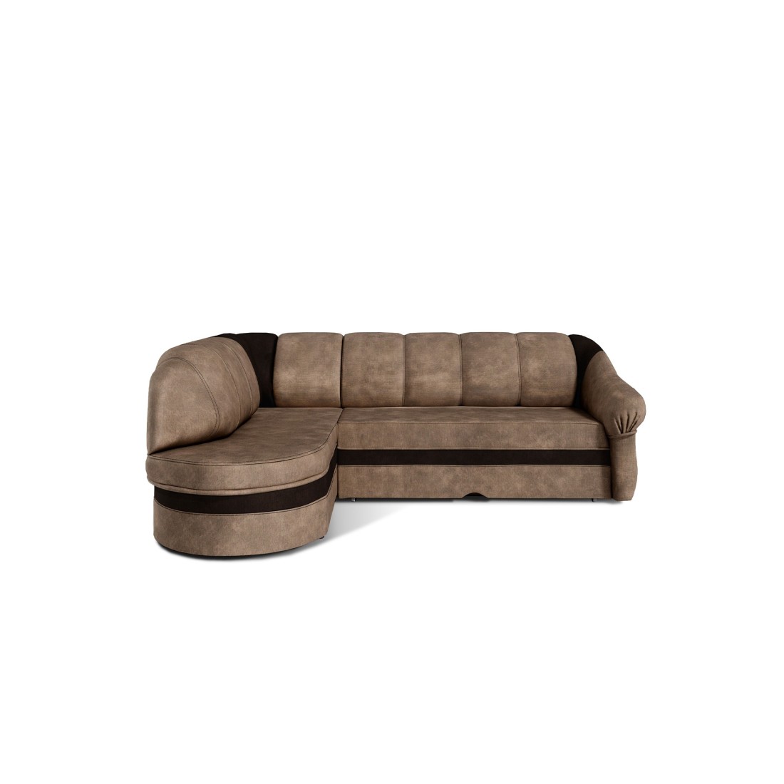 Canapé d’angle gauche convertible BENANA 250 cm marron et marron foncé avec coffre 