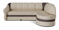 Canapé d’angle droit convertible BENANA 250 cm beige et gris avec coffre 