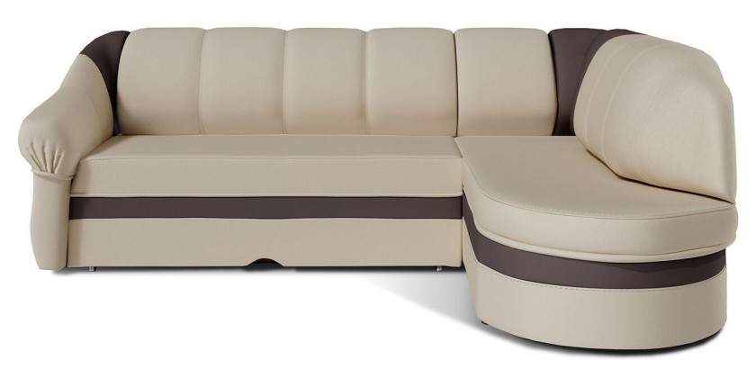 Canapé d’angle droit convertible BENANA 250 cm beige et gris avec coffre 