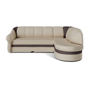 Canapé d’angle droit convertible BENANA 250 cm beige et gris avec coffre 