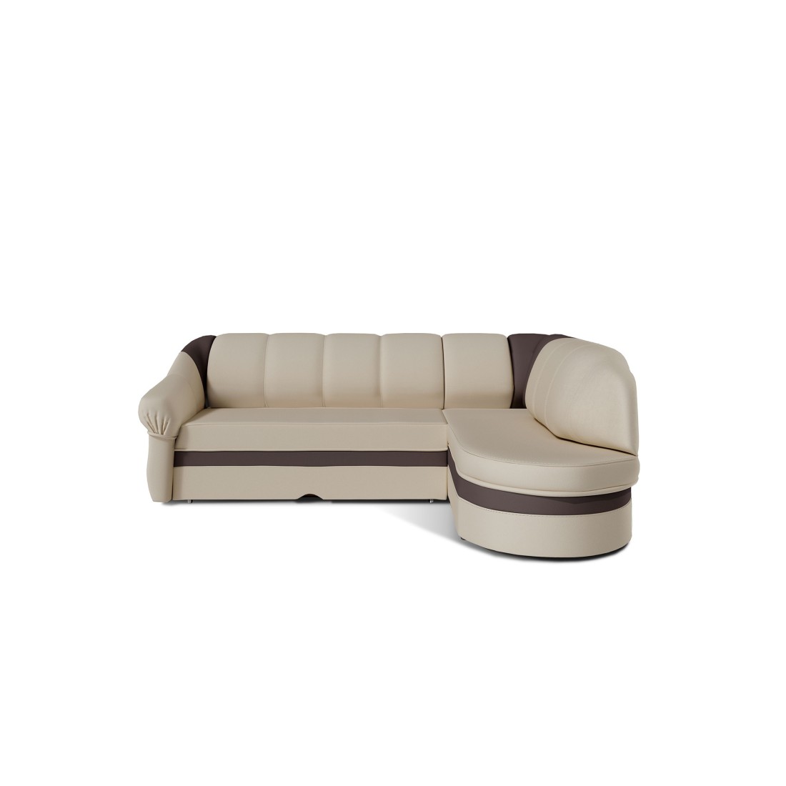 Canapé d’angle droit convertible BENANA 250 cm beige et gris avec coffre 