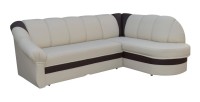 Canapé d’angle droit convertible BENANA 250 cm beige et gris avec coffre 