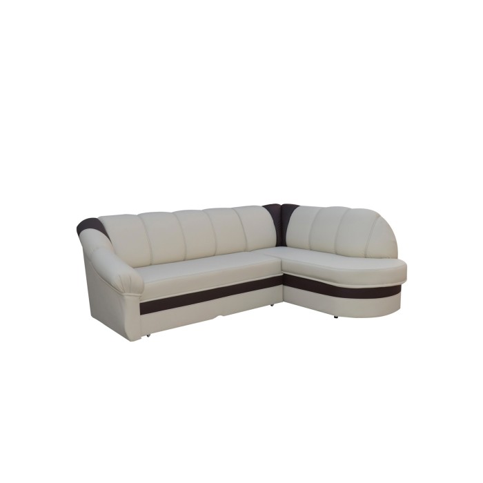 Canapé d’angle droit convertible BENANA 250 cm beige et gris avec coffre 