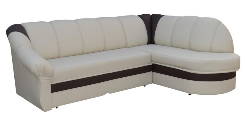 Canapé d’angle droit convertible BENANA 250 cm beige et gris avec coffre 