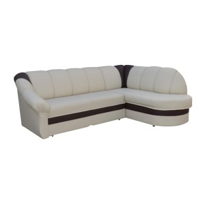 Canapé d’angle droit convertible BENANA 250 cm beige et gris avec coffre 