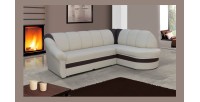 Canapé d’angle droit convertible BENANA 250 cm beige et gris avec coffre 