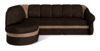 Canapé d’angle gauche convertible BENANA 250 cm marron foncé et beige avec coffre 