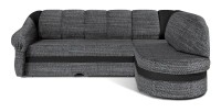 Canapé d’angle droit convertible BENANA 250 cm gris et noir avec coffre 