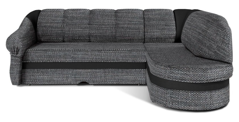 Canapé d’angle droit convertible BENANA 250 cm gris et noir avec coffre 