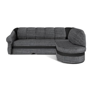 Canapé d’angle droit convertible BENANA 250 cm gris et noir avec coffre 