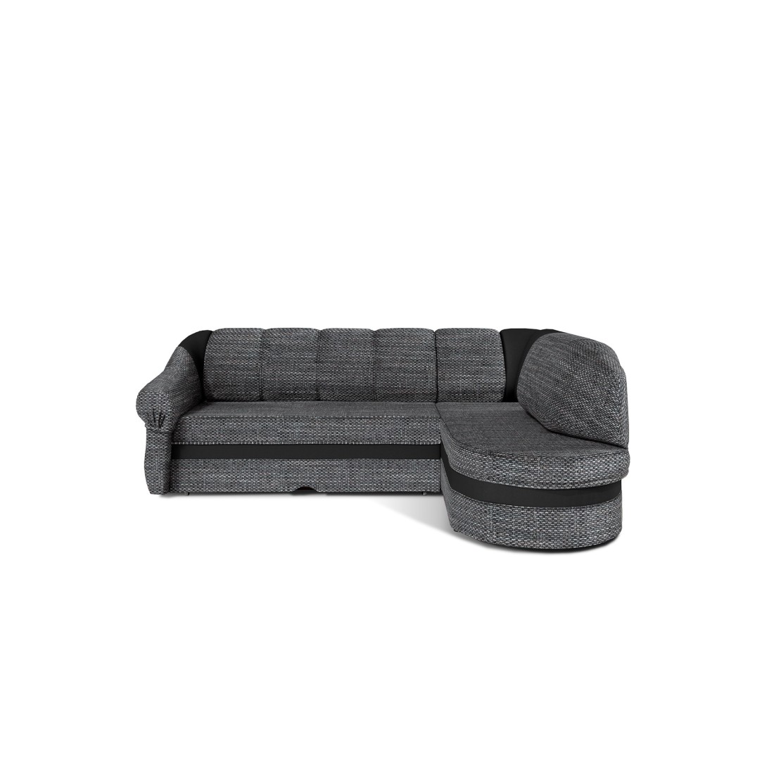 Canapé d’angle droit convertible BENANA 250 cm gris et noir avec coffre 
