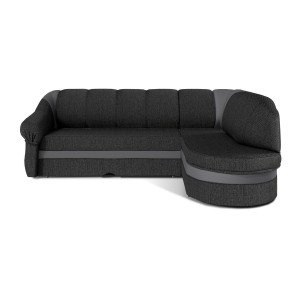 Canapé d’angle droit convertible BENANA 250 cm gris foncé et gris avec coffre 