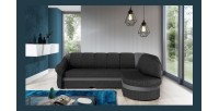Canapé d’angle droit convertible BENANA 250 cm gris foncé et gris avec coffre 