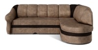 Canapé d’angle droit convertible BENANA 250 cm marron gris et marron avec coffre 