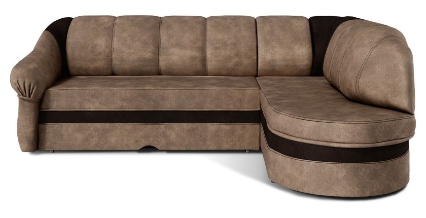 Canapé d’angle droit convertible BENANA 250 cm marron gris et marron avec coffre 