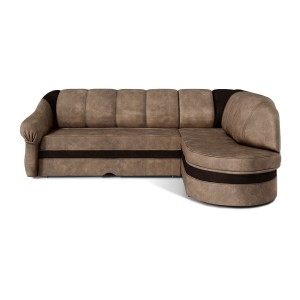 Canapé d’angle droit convertible BENANA 250 cm marron gris et marron avec coffre 