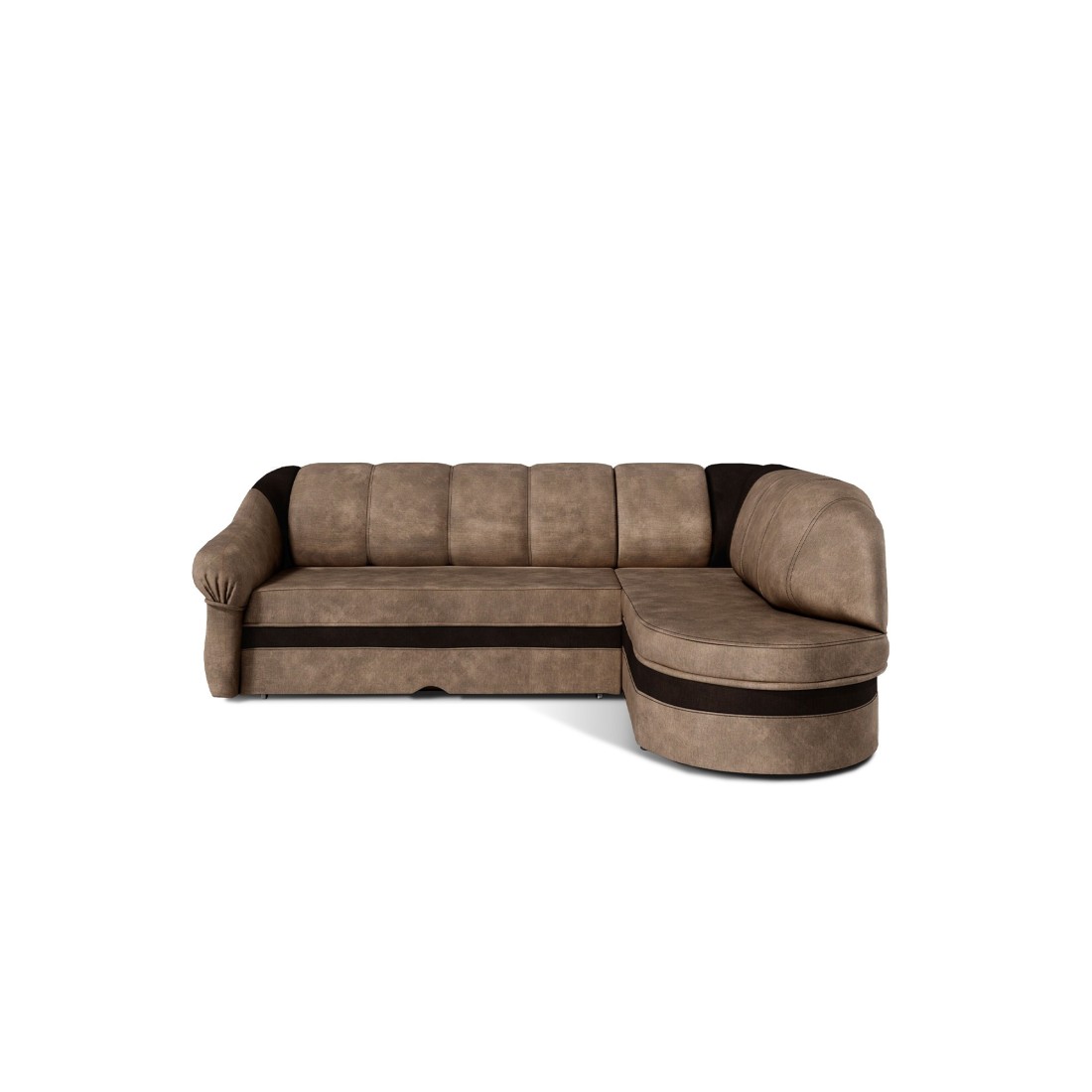 Canapé d’angle droit convertible BENANA 250 cm marron gris et marron avec coffre 