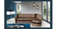 Canapé d’angle droit convertible BENANA 250 cm marron gris et marron avec coffre 