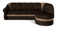Canapé d’angle droit convertible BENANA 250 cm marron foncé et beige avec coffre 