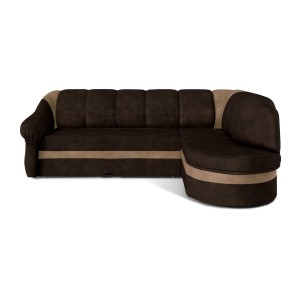 Canapé d’angle droit convertible BENANA 250 cm marron foncé et beige avec coffre 