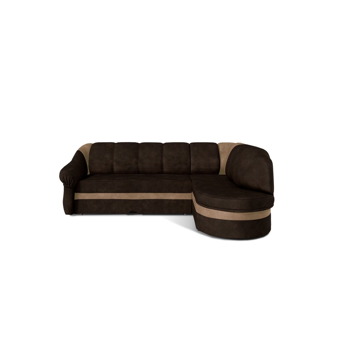 Canapé d’angle droit convertible BENANA 250 cm marron foncé et beige avec coffre 